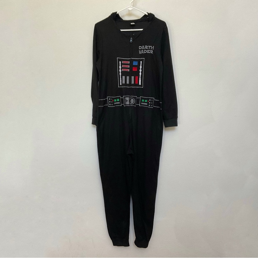 Star Wars Black Darth Vader Zip Up Hooded Fleece Size M Warm PJ Lounge